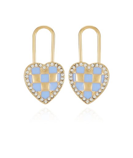 juicy couture CHECKERED HEART LOCK DROP EARRINGS